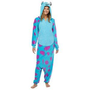 Disney Sully Unisex Adult Monsters Inc Long Sleeve One Piece Pajama Tail & Hood